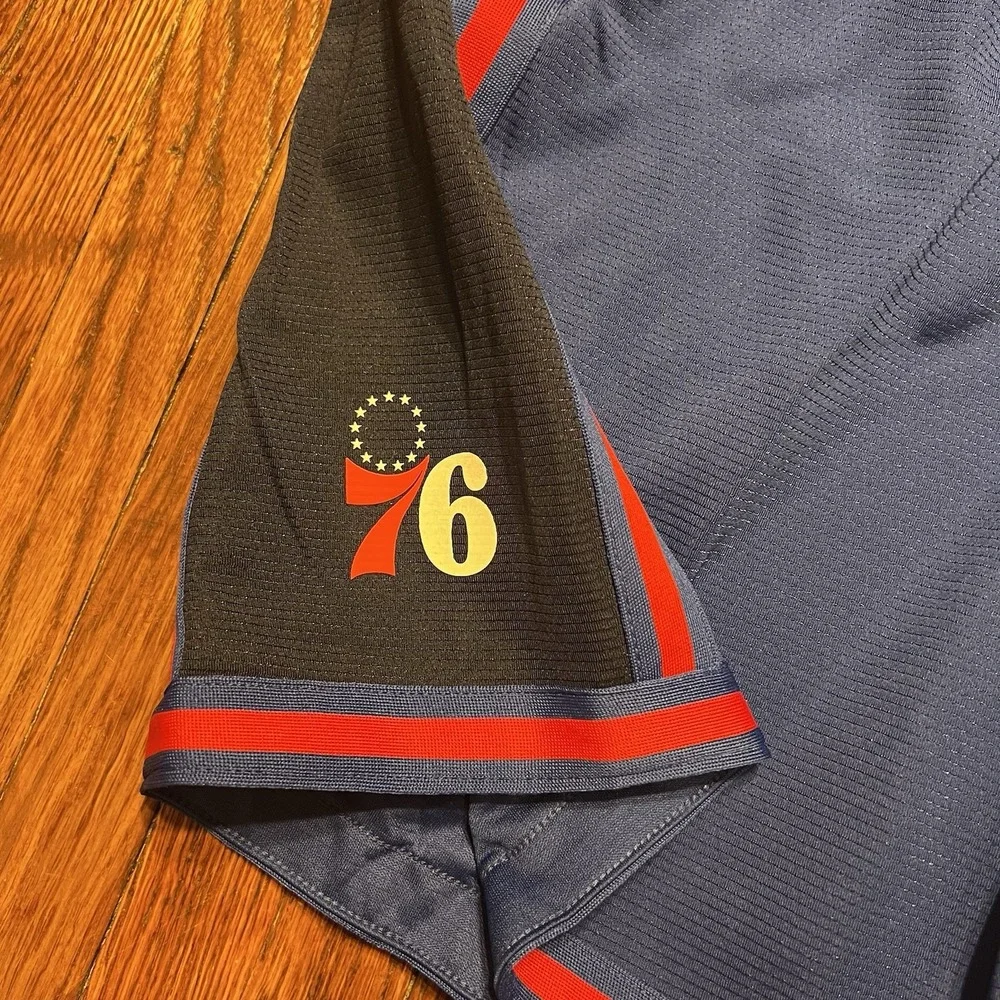 Nike NBA Authentic's Philadelphia 76ers Pre Game Shorts Mens Med Blue DN8289-495